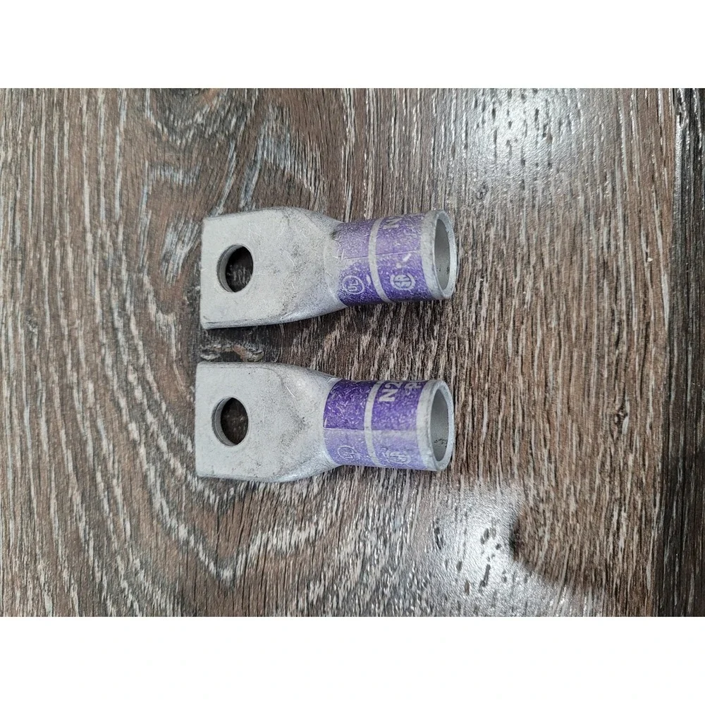 BURNDY 4/0 Copper Crimp Lug Terminal Purple 1 Hole Compression‎ 3/8 inch #L